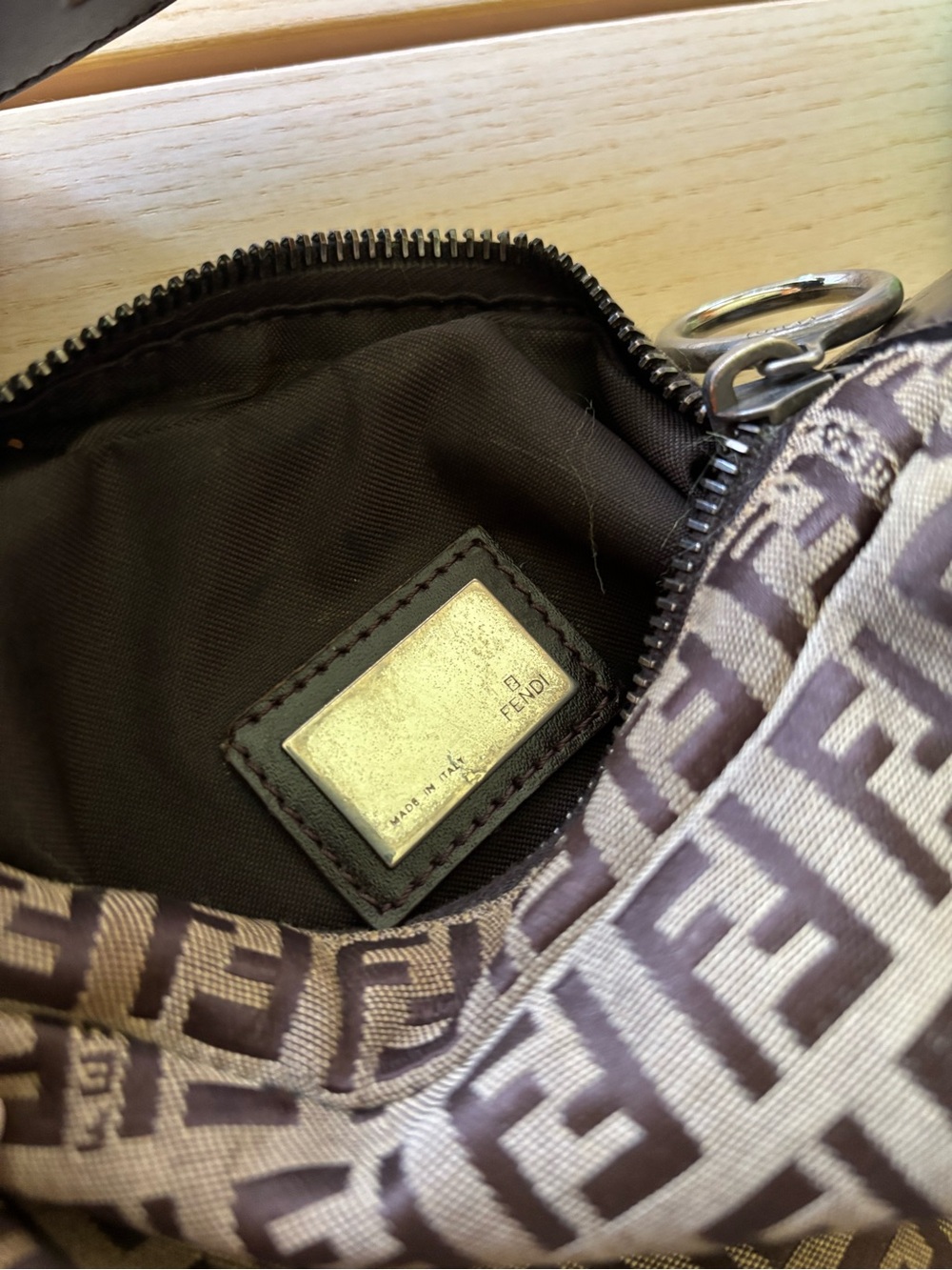 Fendi Brown FF Monogram Crescent Shoulder Bag - Picture 3 of 5